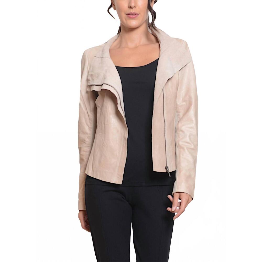 NEW CIGNO NERO women's lene leather jacket in cashmere